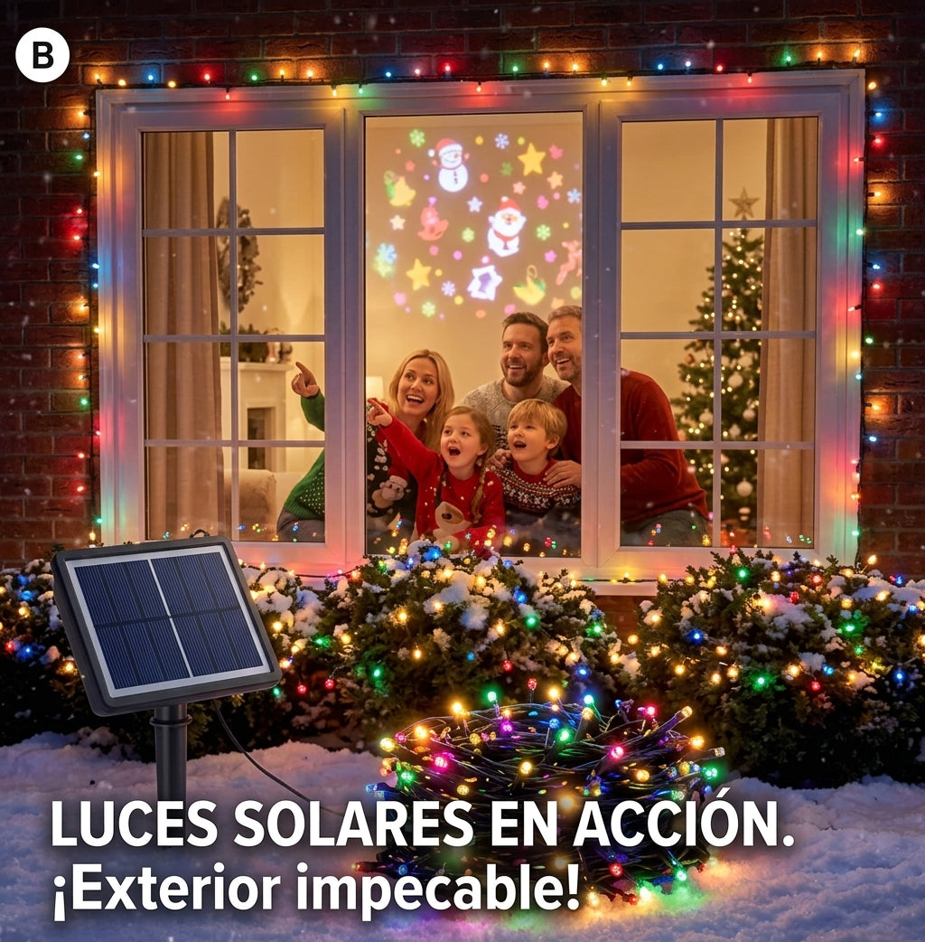 Pack Navideño (Proyector led + luces solares de 22 m)