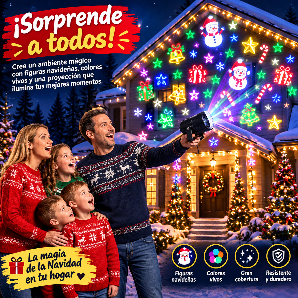 Pack Navideño (Proyector led + luces solares de 22 m)