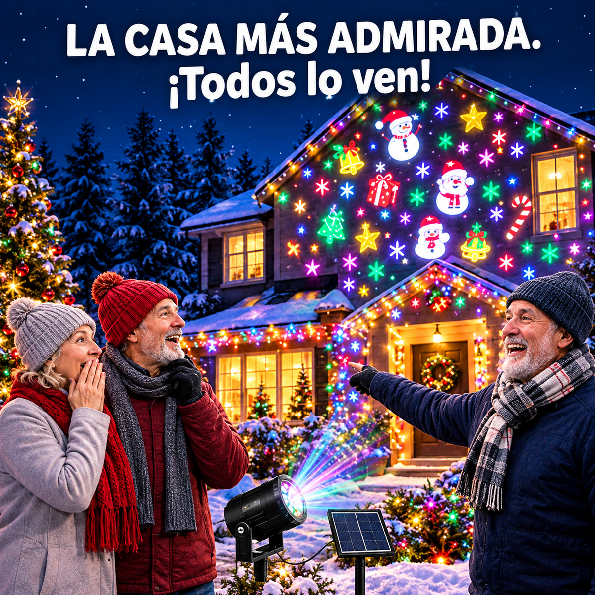 Pack Navideño (Proyector led + luces solares de 22 m)